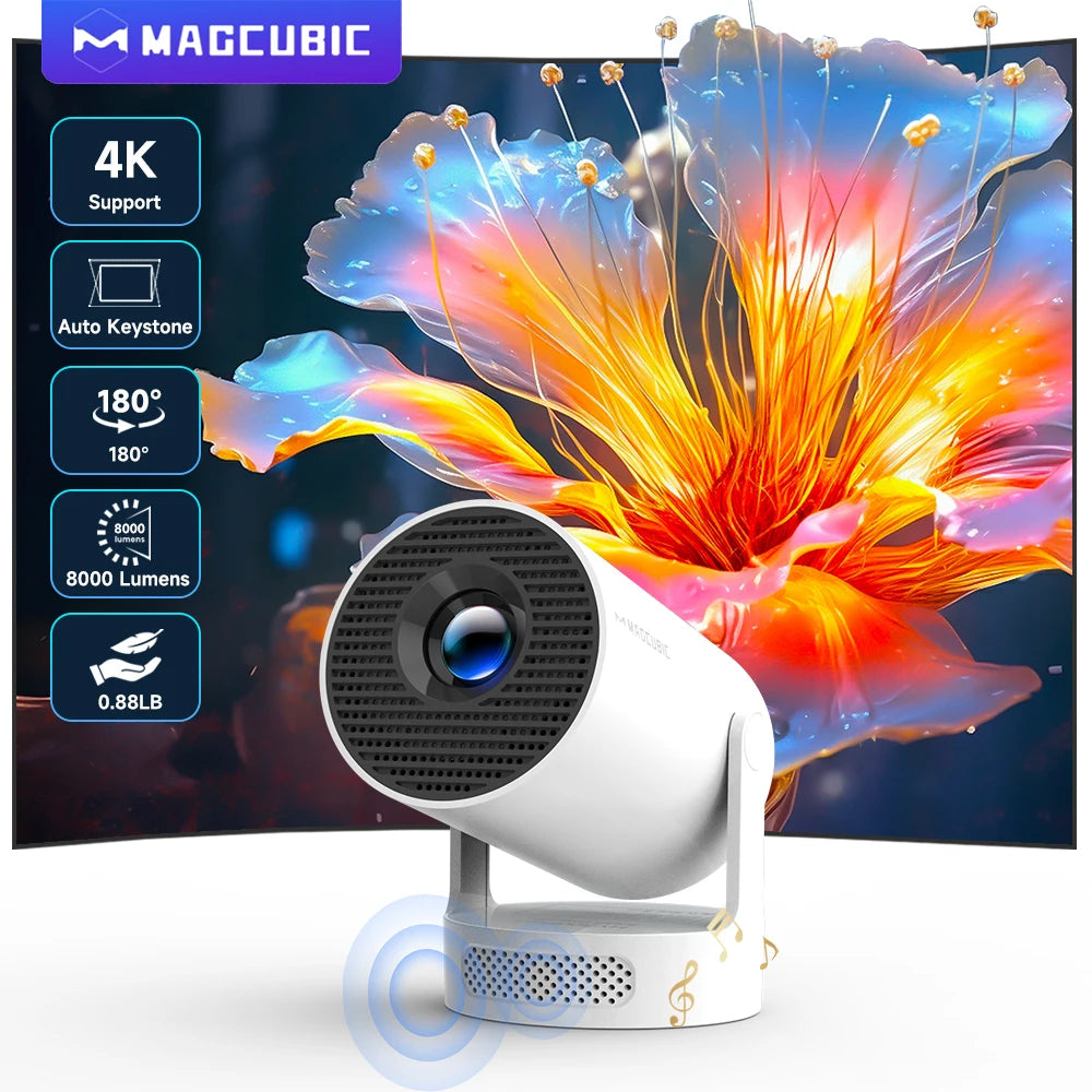 Magcubic HY300 Pro Smart Mini Projector – 4K Support, Android 11, Dual WiFi, 180° Rotation, Portable Home Cinema