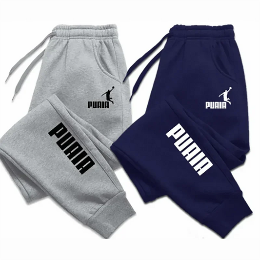 PUAIA Print Men's Jogger Pants – Loose Fit Streetwear Trousers for Fitness & Everyday Comfort – Autumn/Winter Solid Color Track Pants