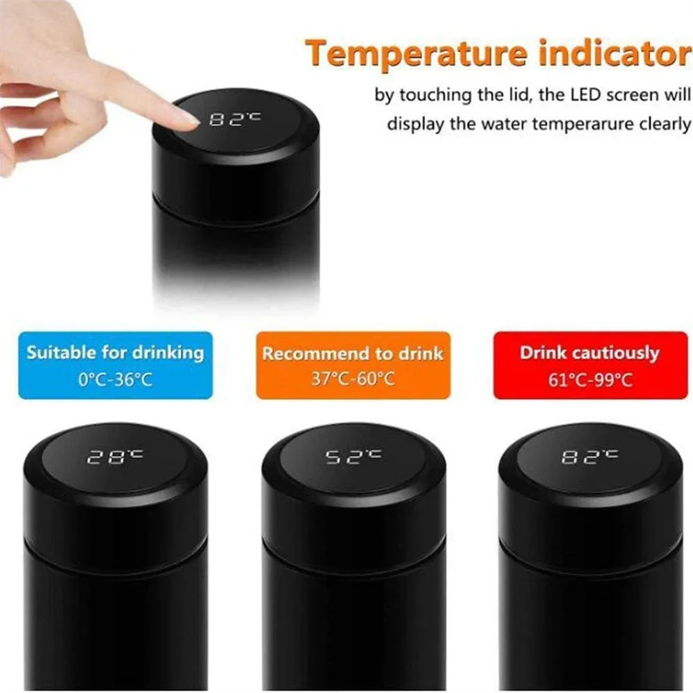 500ml Smart Thermos Bottle – Digital Temperature Display, 304 Stainless Steel, Long-Lasting Heat & Cold Retention