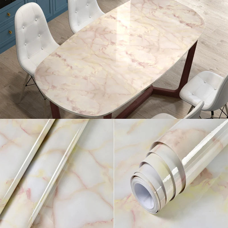40cm Self-Adhesive Marble Pattern Wallpaper – Waterproof and Oil-Proof PVC Decorative Wall Covering for Kitchen & Home