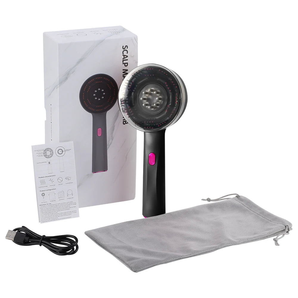 Red Light Scalp Massager Comb – Electric Hair Growth Brush with Vibration & Oil Applicator