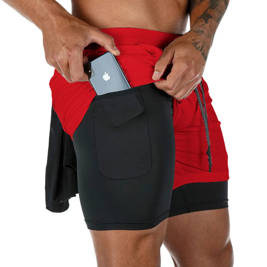 Men’s Double-Layer Athletic Shorts – Breathable Quick-Dry Fitness and Beachwear with Mesh Lining
