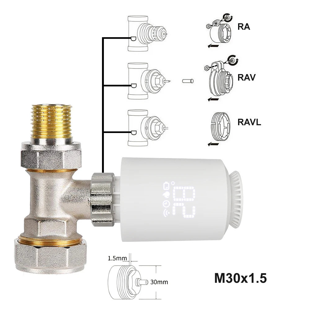Tuya Smart ZigBee 3.0 Thermostatic Radiator Valve – Temperature Controller for Alexa & Google Home