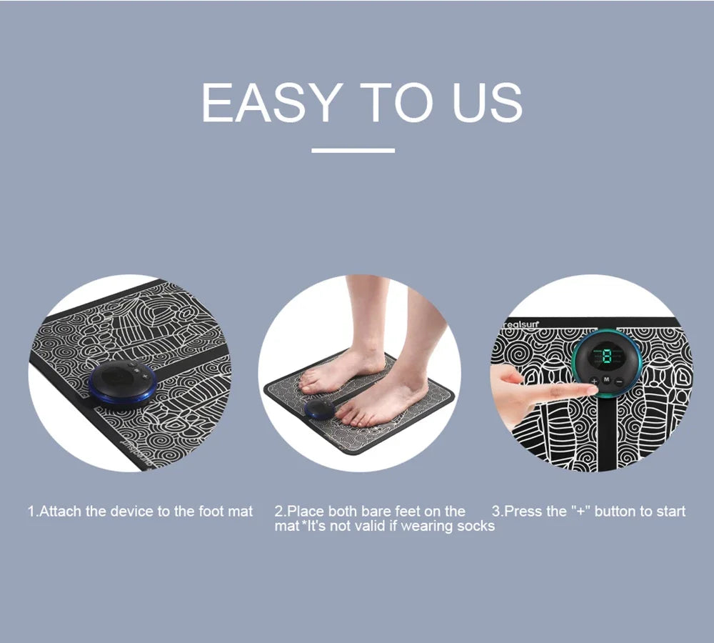EMS Foot Massager Mat – Rechargeable Electric Foot Relaxation Pads for Muscle Relief & Stress Relief