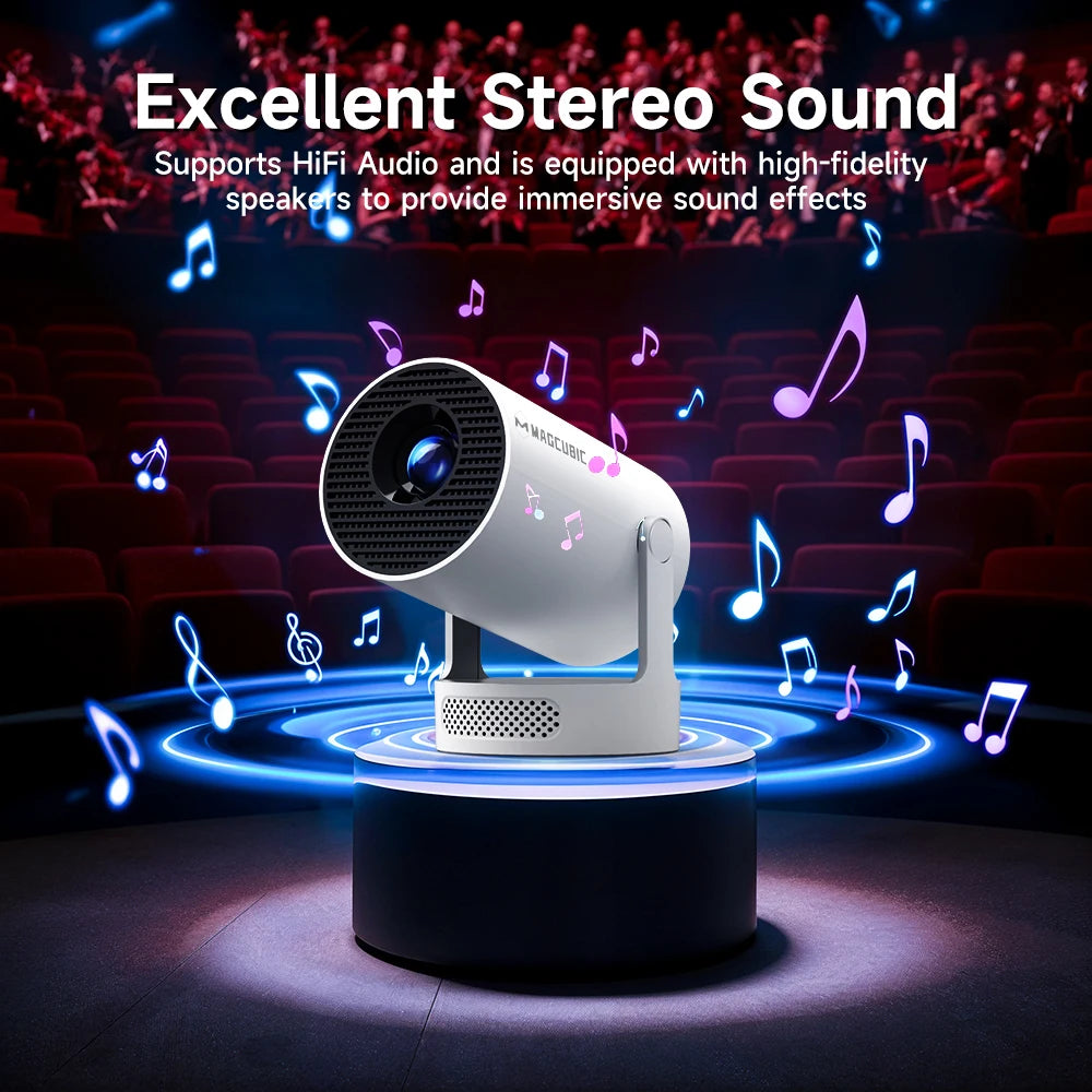 Magcubic HY300 Pro Smart Mini Projector – 4K Support, Android 11, Dual WiFi, 180° Rotation, Portable Home Cinema