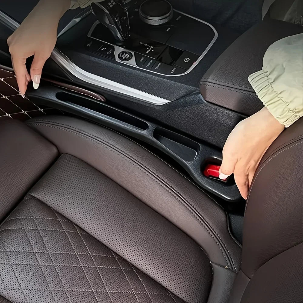 2pc Car Seat Gap Filler & Organizer – Waterproof PU Leather with Dual Grooves