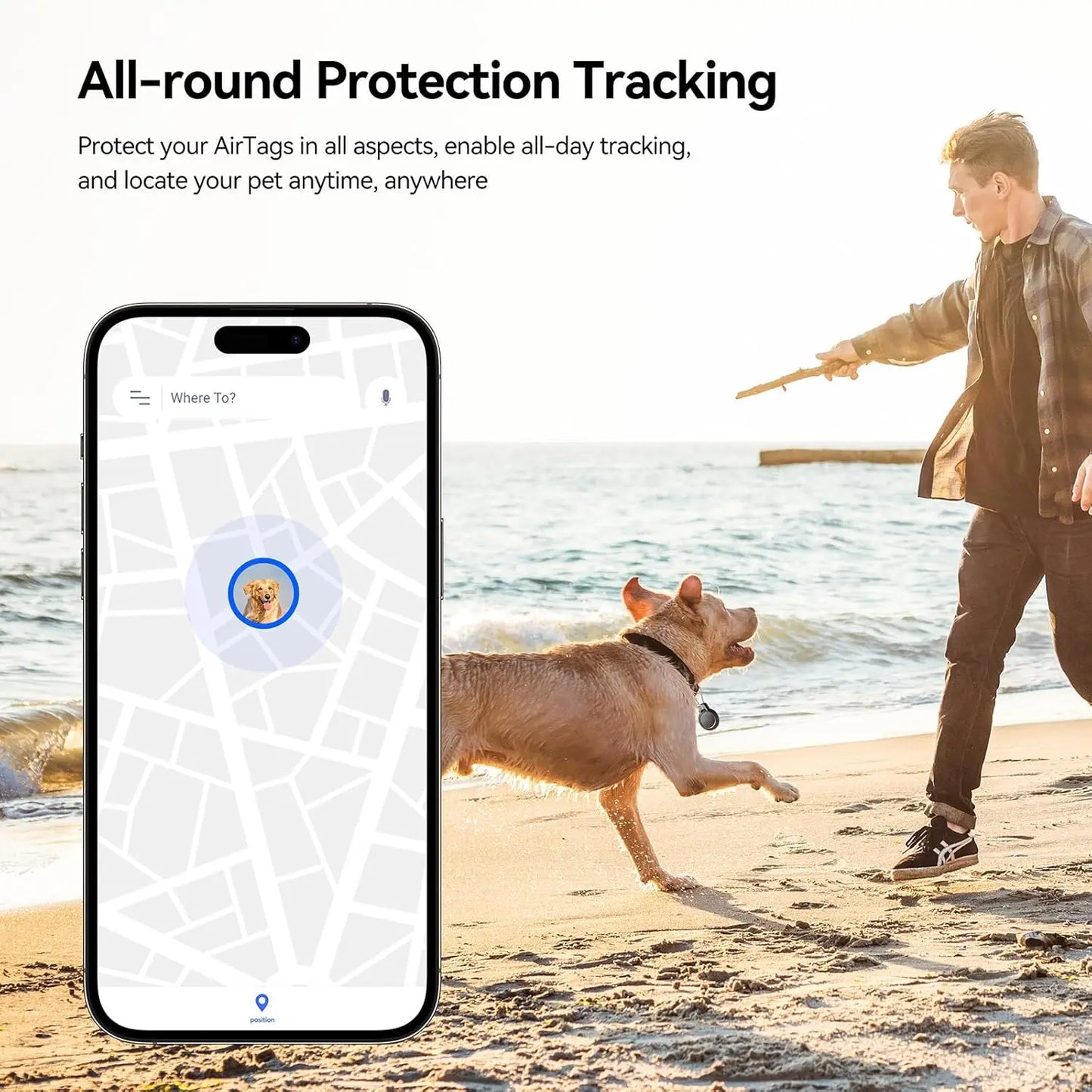 Waterproof AirTag Holder with Wire Cable – Protective Keychain Case for Apple AirTag – Ideal for Luggage, Backpacks, Keys, and Pets