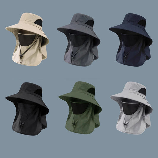 Summer UV Protection Sun Hat – Outdoor Bucket Hat with Neck Flap for Fishing, Hiking, and Camping