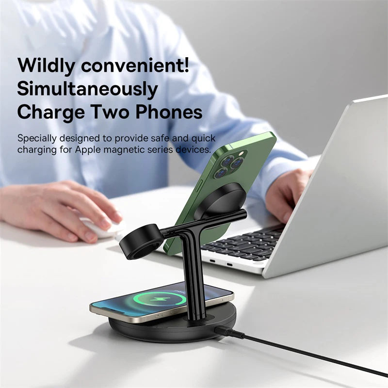 3-in-1 Magnetic Wireless Charging Station – Fast Charge for iPhone, AirPods & Apple Watch