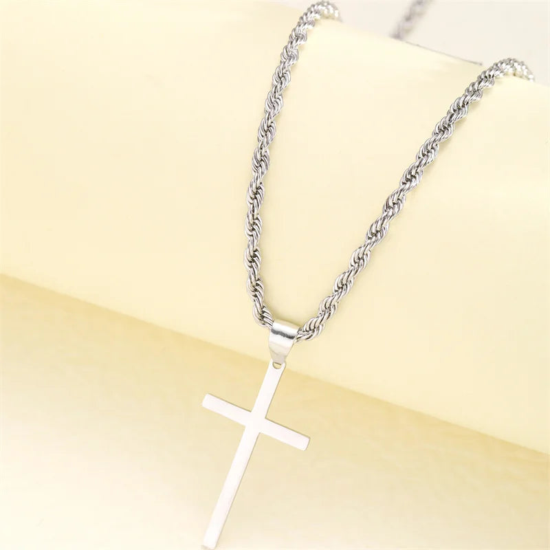 Minimalist Stainless Steel Cross Necklace – Gold Pendant for Men & Women